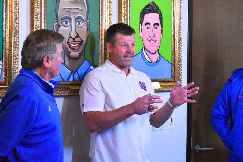 James “Batesy” Bates said he learned about past coaches when he painted the portrait series.