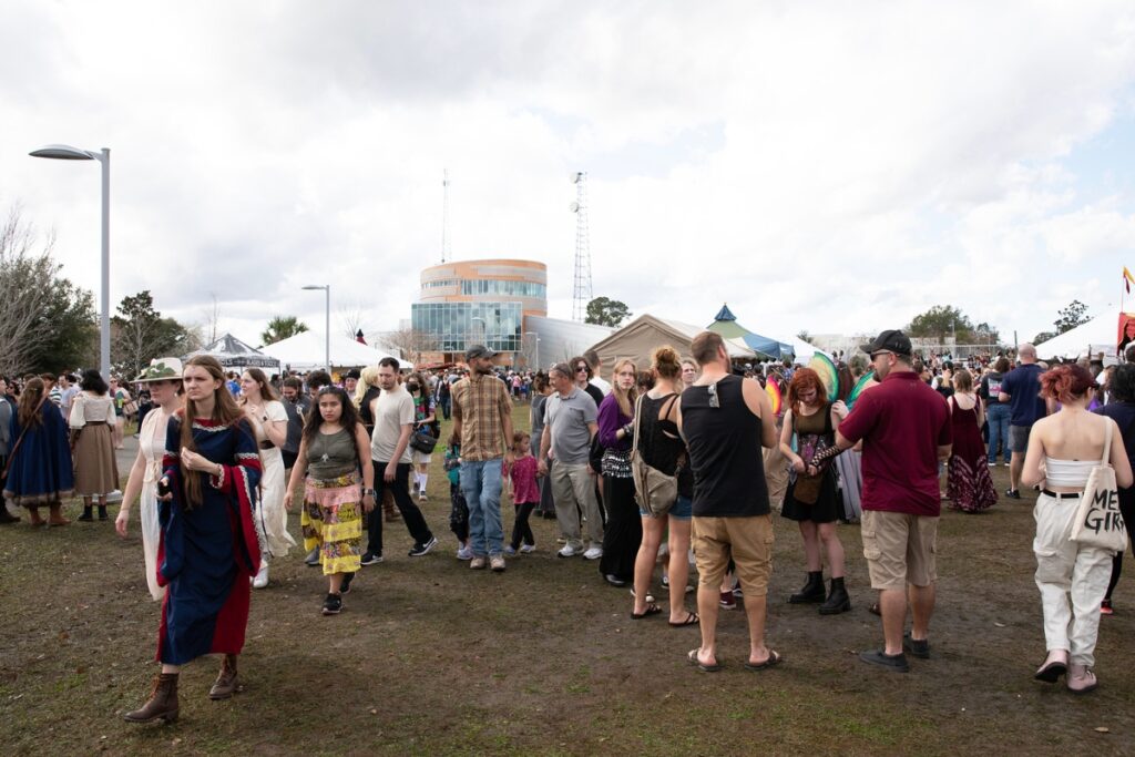 Recent rains made the faire a somewhat muddy affair in spots in Depot Park.