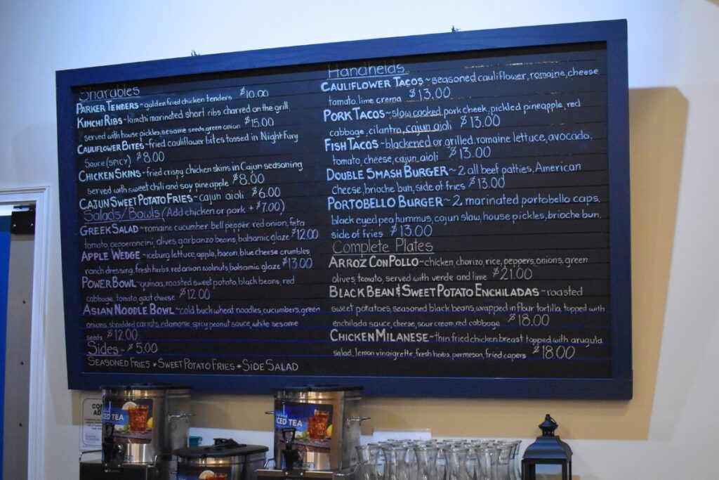 The Capricious menu.