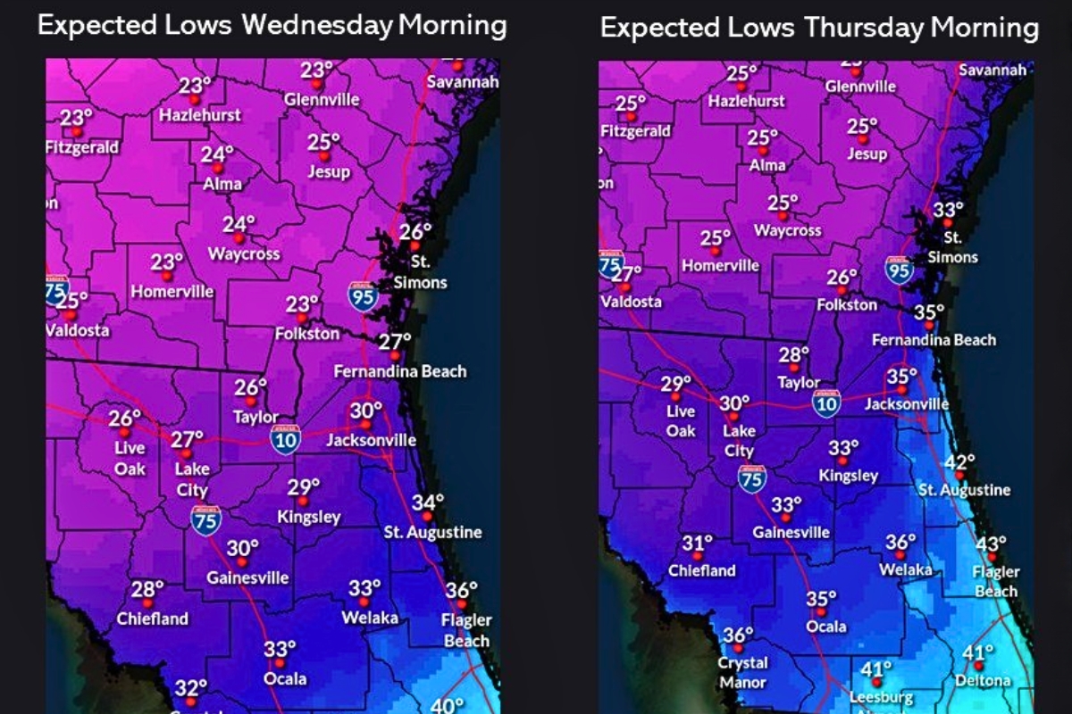 National Weather Service forecasts hard freeze for Wednesday morning