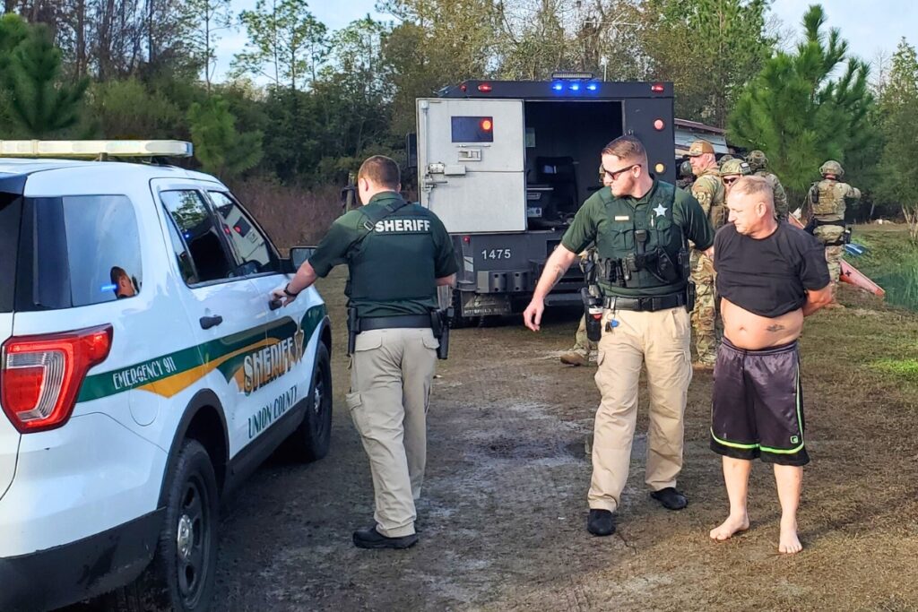 Union County and Bradford County law enforcement deputies arrested three people in a drug raid north of Raiford on Friday.