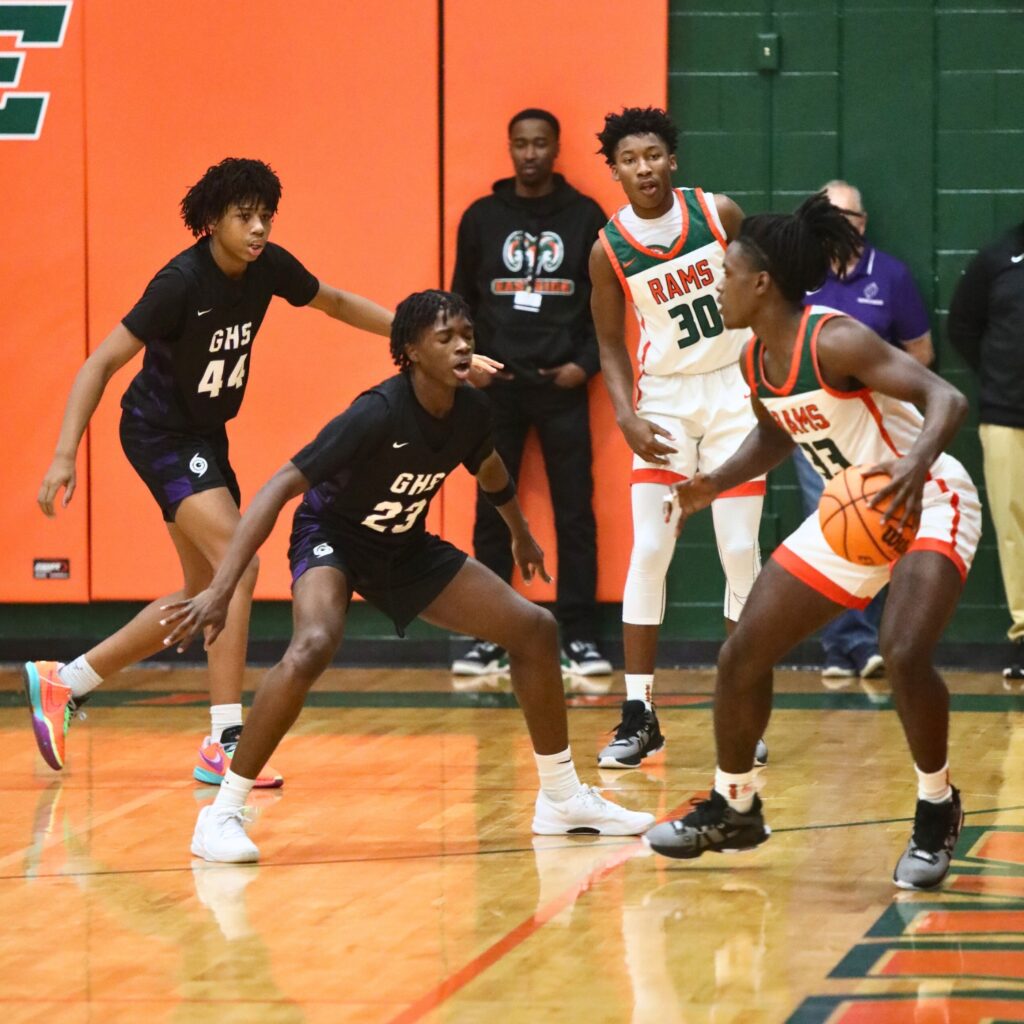 Gainesville's Willie Brooks (23) defends Eastside's Davion Pugh.