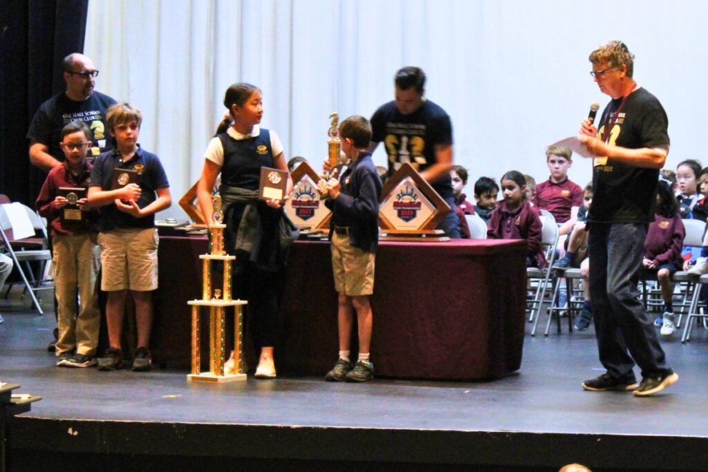 Oak Hall's fourth grade team receives their awards.