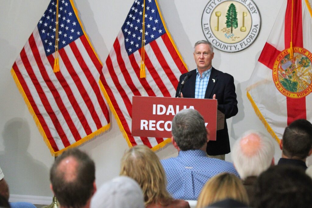 Rep. Chuck Clemons praised Cedar Key residents for their proactive attitude and working together to clear streets after Hurricane Idalia.