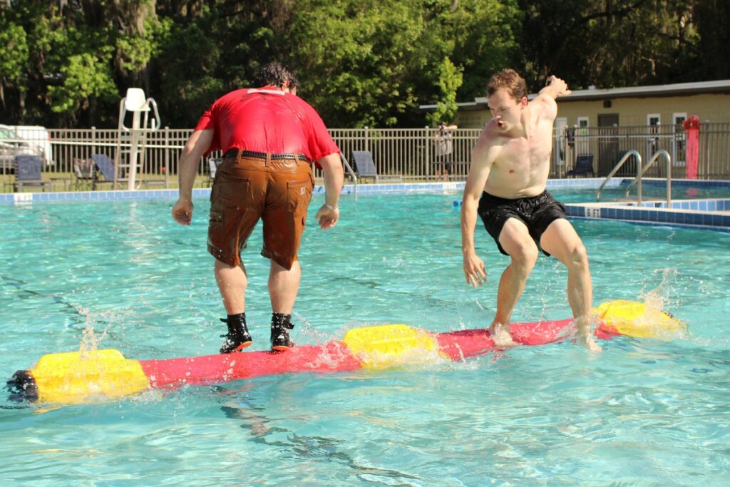 Tayler Dukes competes in the log birling event at the 65th annual Southeastern Conclave university forestry skills competition on March 15-16.