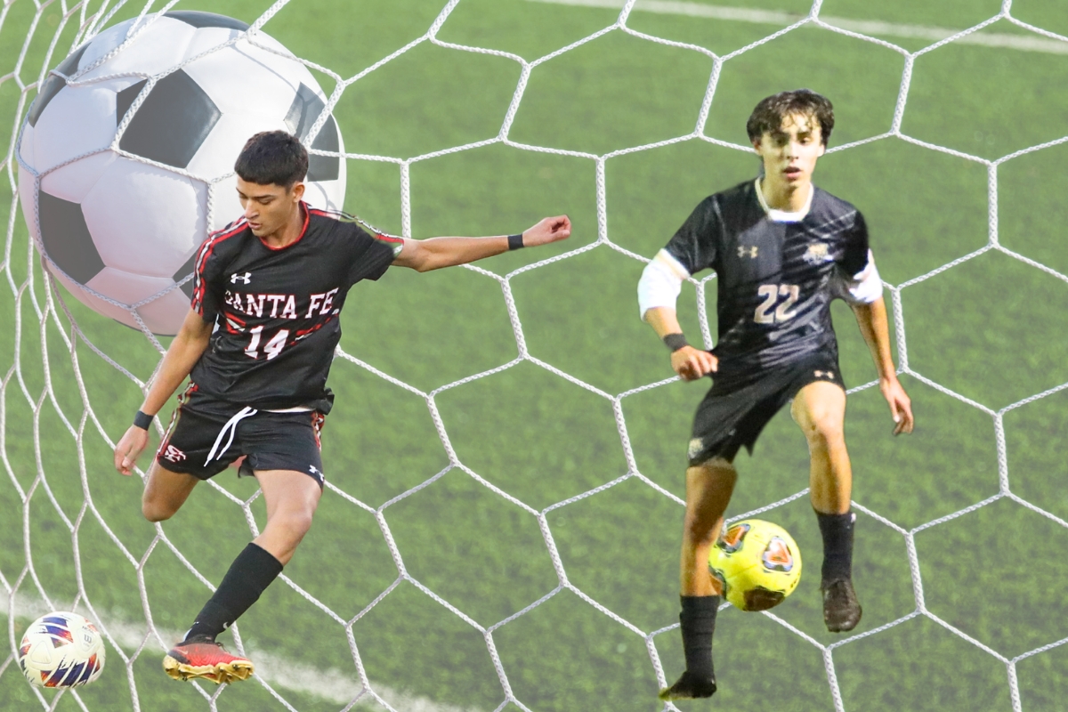 Santa Fe's Sean Allin, left, and Buchholz's Nicholas Rossi, right