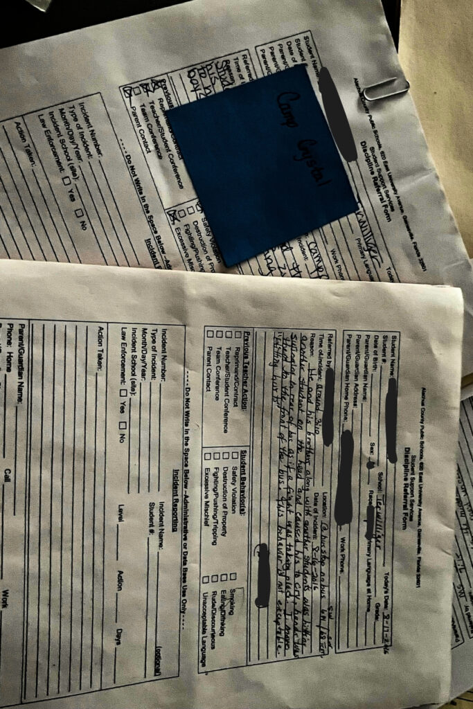 School papers with former students' personal information is still located at the old Terwilliger Elementary School at the vandalized campus.