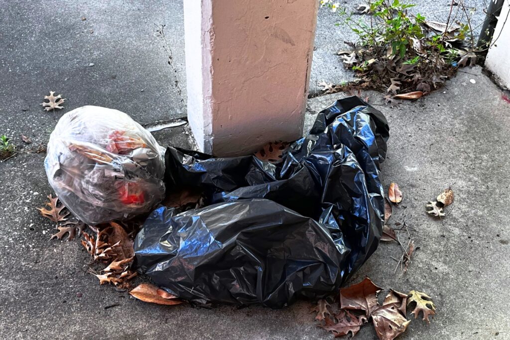 Trash found on the old Terwilliger Elementary School site.