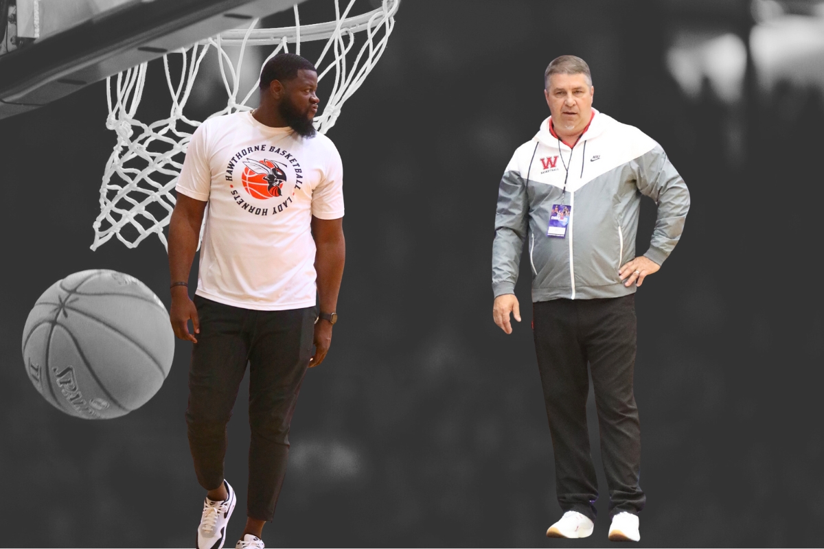 Hawthorne's Cornelius Ingram (left) and Williston's Jim Ervin were selected as 2024 All Area basketball Coaches of the Year.