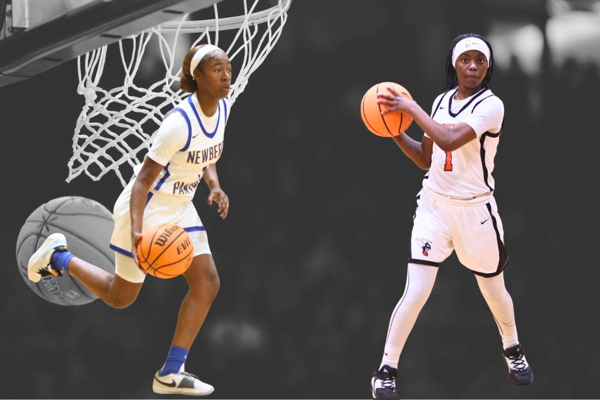 Newberry's Brandy Whitfield (left) and Hawthorne's De'Mya Adams were selected to the 2024 All Area small school girls basketball team.