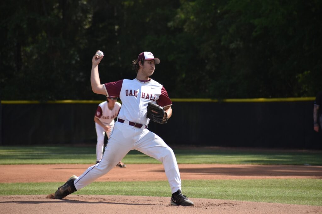 Troy Freeman pitches in the first inning. 