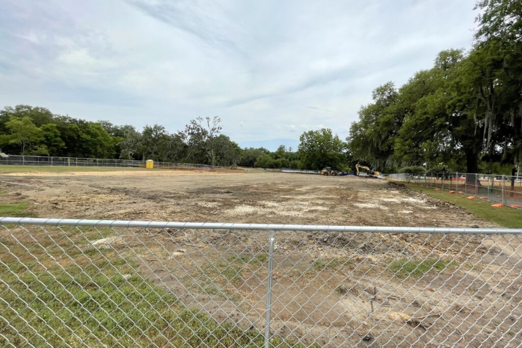 Alachua County contractors start work on new parking lot.