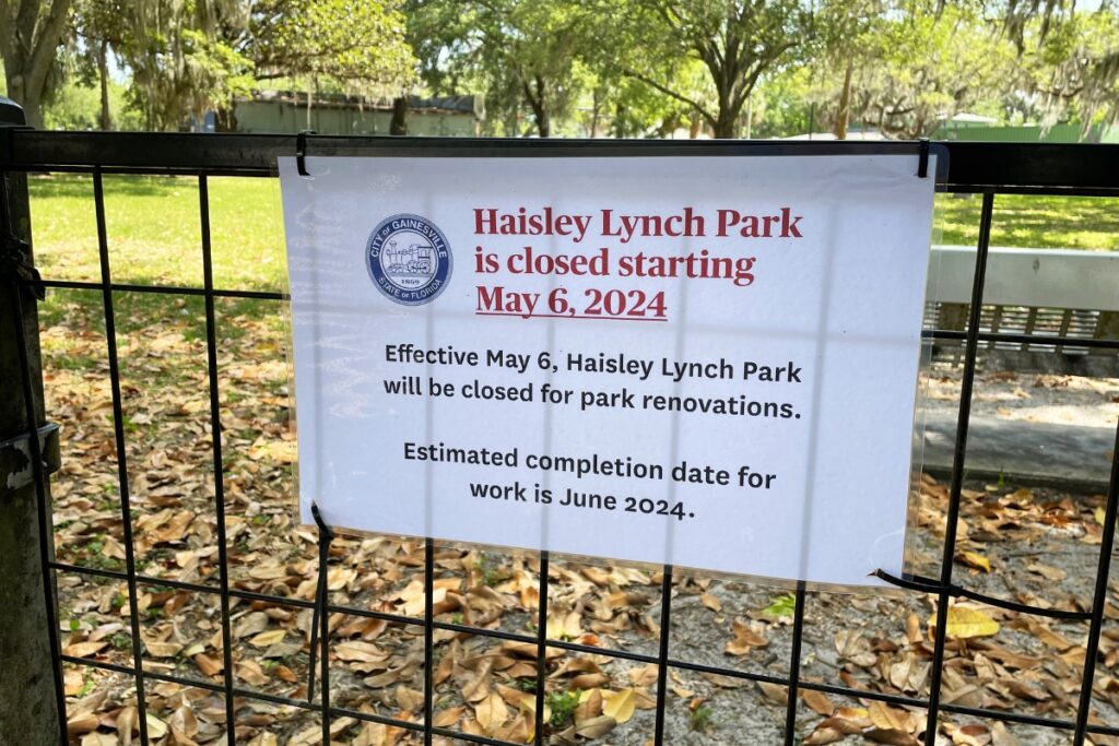 Signs across Lynch Park announced the May closing.