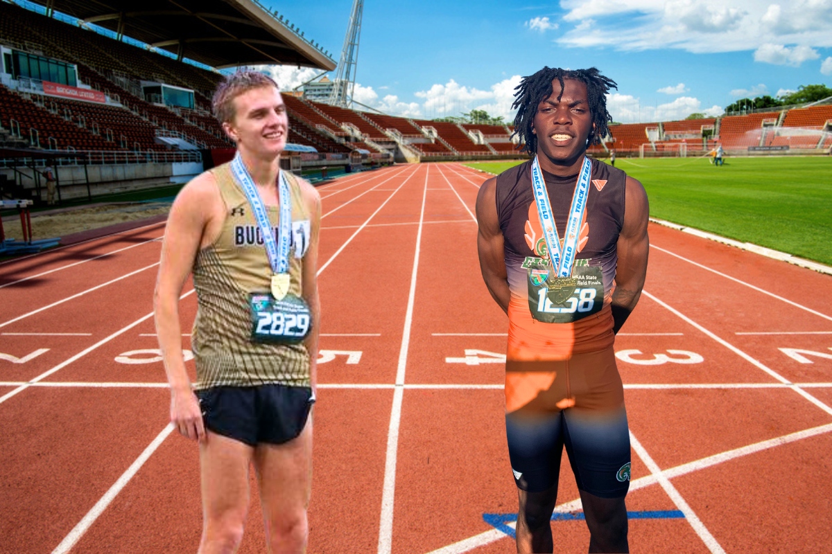 Buchholz's Evan Fleming (left) and Eastside's Kennith Martin won titles at the FHSAA Track and Field State Championships in May.