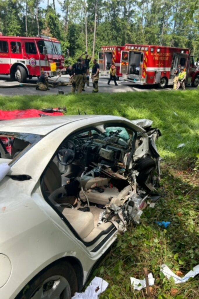 Alachua County Fire Rescue extracted one person from a single-vehicle accident north of Gainesville near mile marker 390 on I-75 Saturday morning.