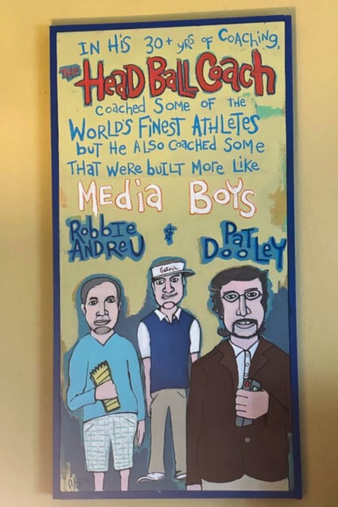 Painting by James Bates, a.k.a. Batesy, on a two-foot-tall wood plank. Robbie Andreu’s wife, Jill, commissioned the painting, which hangs in their Gainesville home. Photo courtesy Jill Andreu