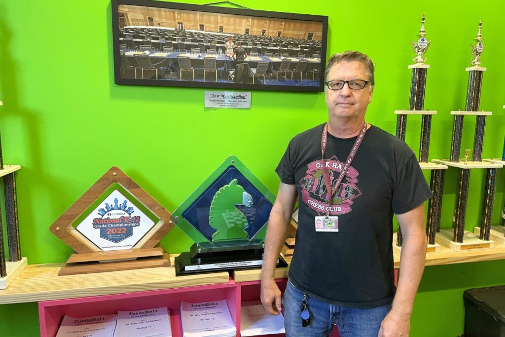 Tim Tusing has taught chess at Oak Hall for 27 years, earning 25 national championships with his teams.