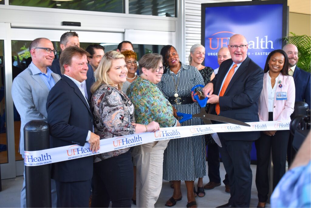 City, county, state and UF officials cut the ribbon on UF Health's new Eastside urgent care center.