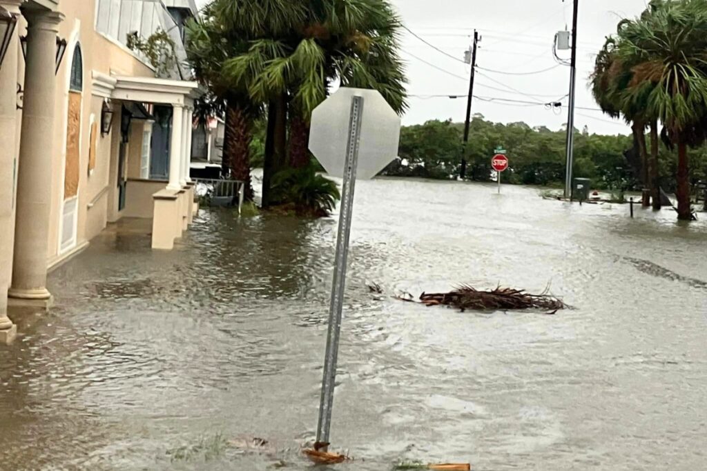 Rainfall from Hurricane Debby flooded roads in Cedar Key.