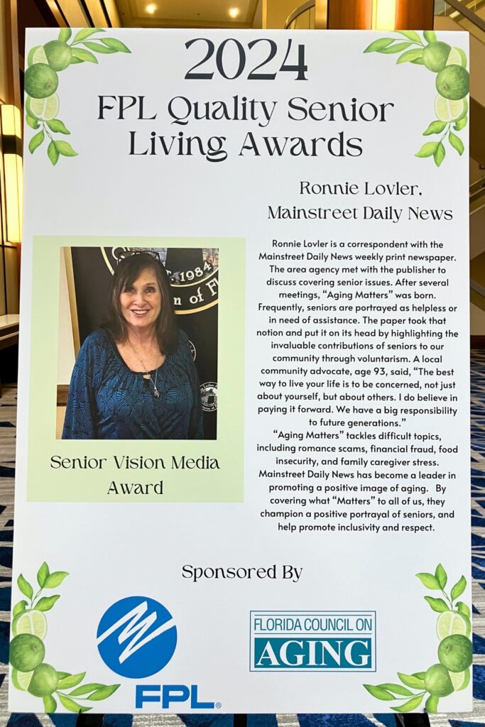 Ronnie Lovler writes the monthly Aging Matters series for Mainstreet Daily News.