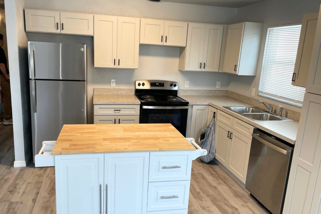 The new home has three bedrooms and two baths and will cost in the mid $200,000s.