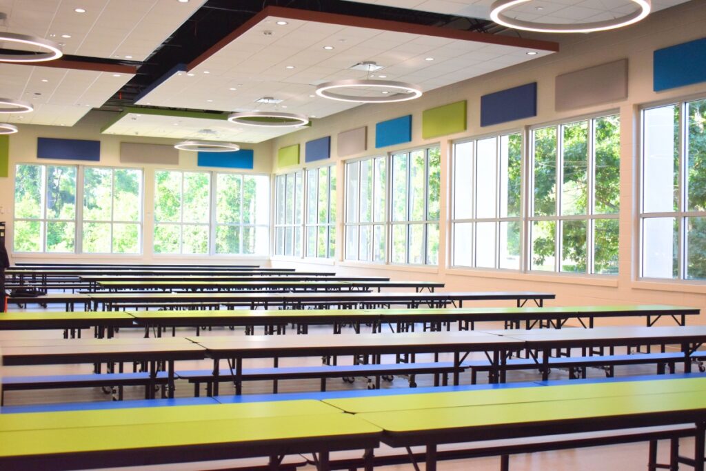 Westwood's existing cafeteria has been updated to fit with the revitalization.