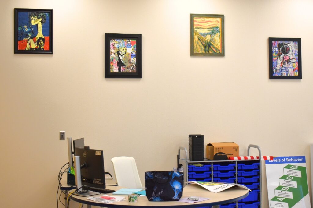 Westwood's new art room is lit by large windows and decorated with classic art pieces.