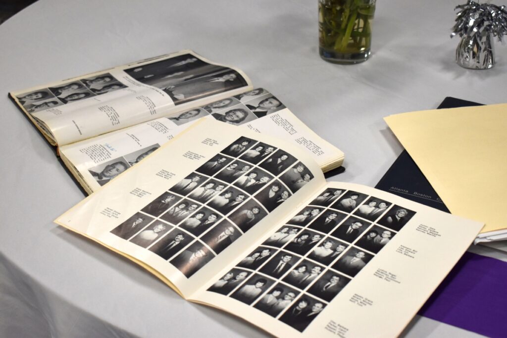 Guests perused the 1959 yearbook at the event.