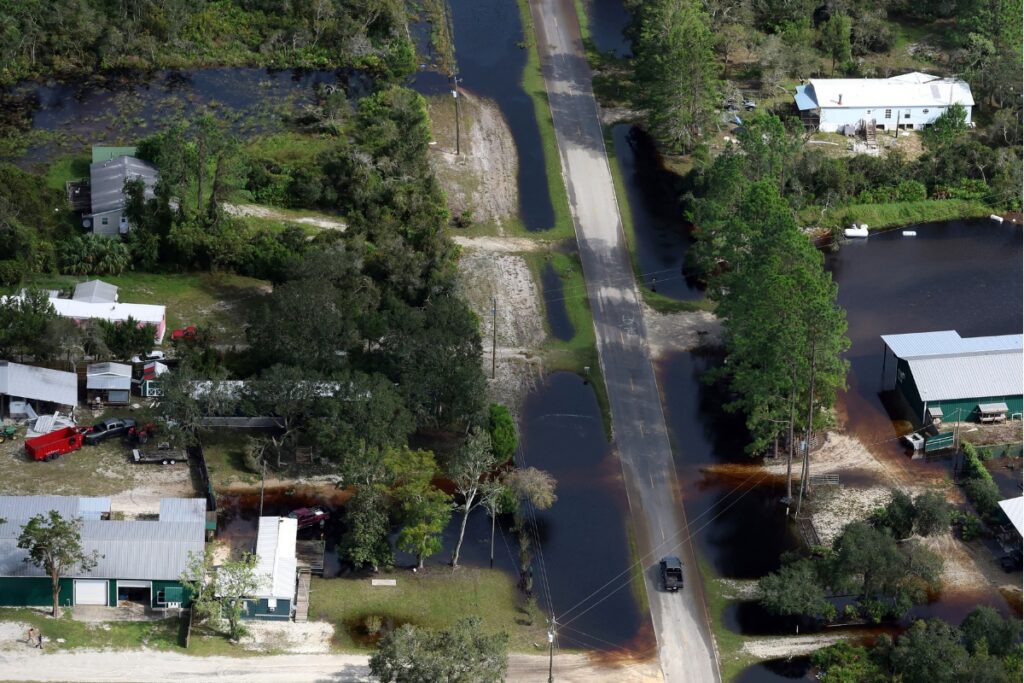 A road in Levy County submerged under water Friday. 