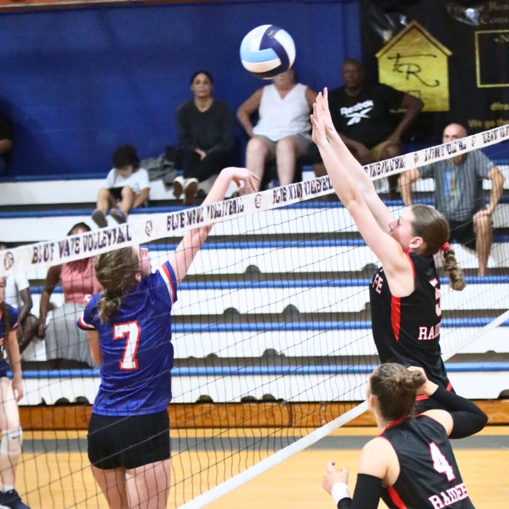 P.K. Yonge's Jaylee Fugate (7) with a hit against Santa Fe's Delaney Wingenbach (5) on Thursday.