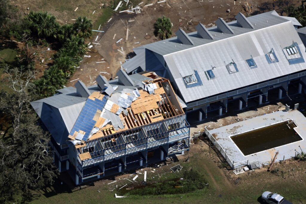 A peeled-back Steinhatchee roof on Friday. 