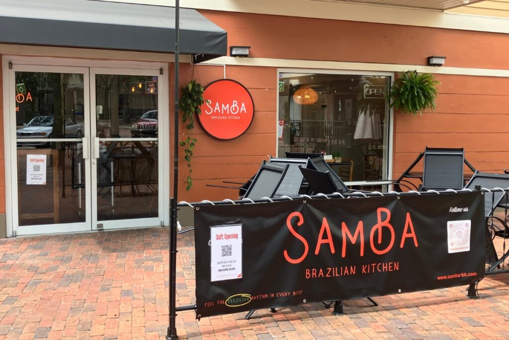 Outside of Samba Brazilian Kitchen in Haile Plantation. 