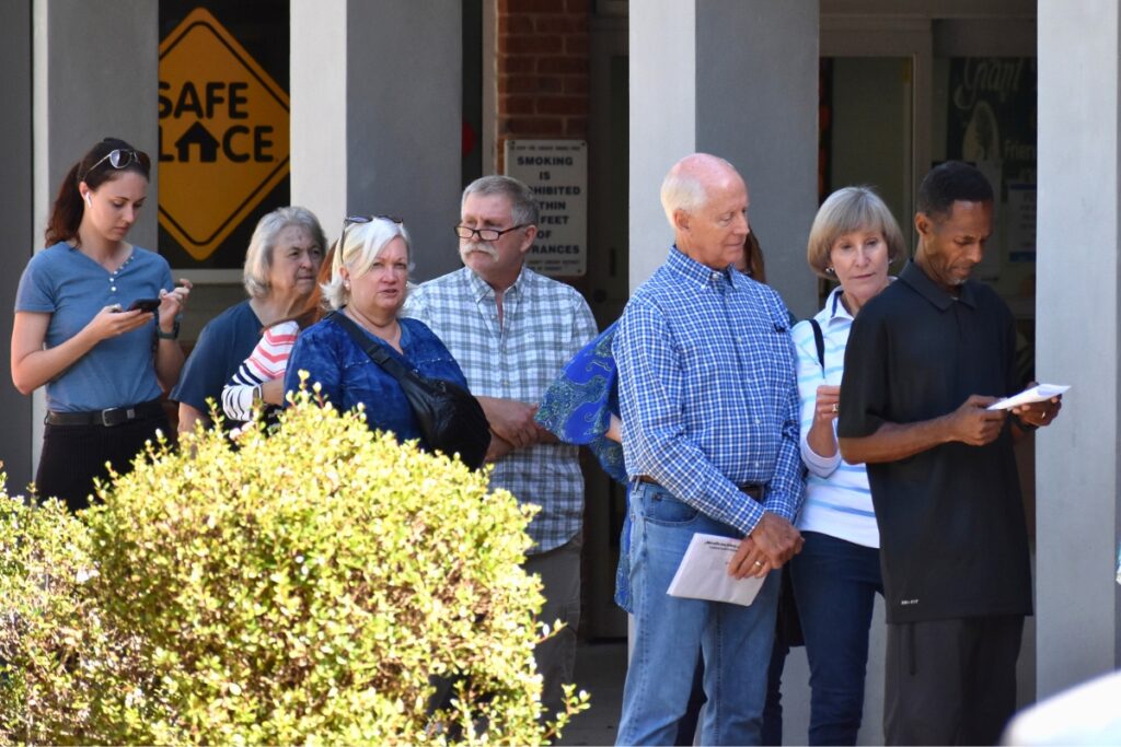 The Millhopper Branch Library in Gainesville attracted dozens of early voters on Tuesday.