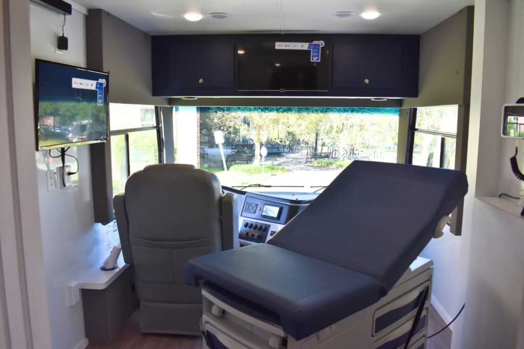 The exam room at the front of the connector.