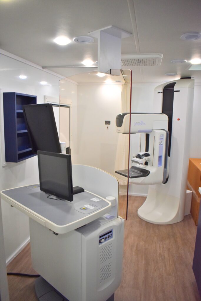 The mammogram machine is in a separate room at the back of the van.