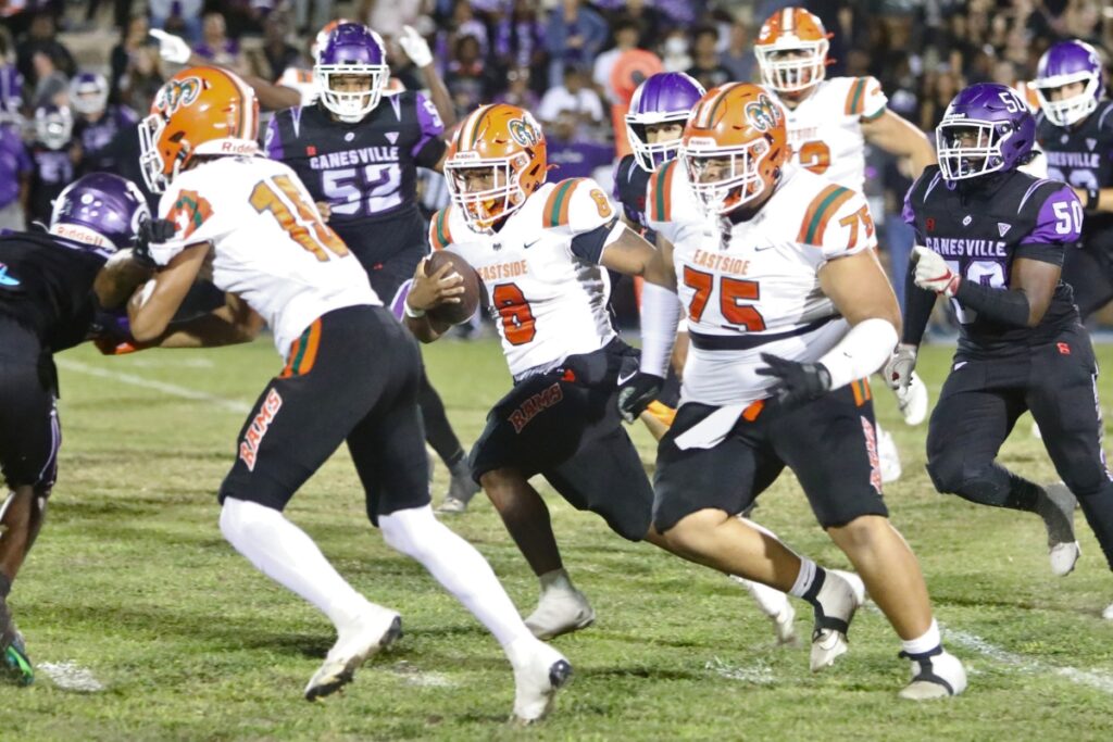 Eastside's Corvin Byrd (6) with a first-half run against Gainesville.