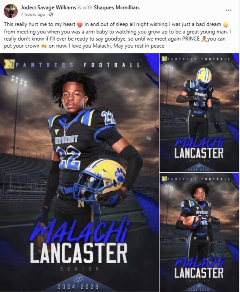 Jodeci Savage Williams Facebook post of Malachi Lancaster
