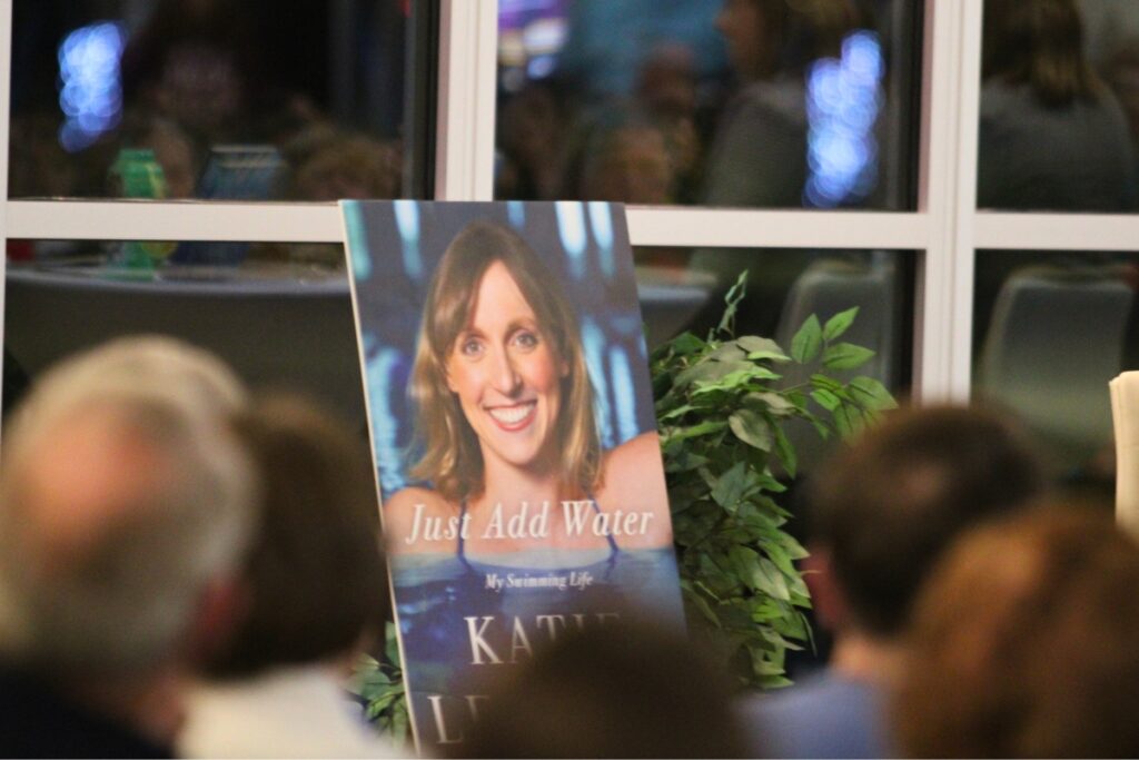 Ledecky's memoir Just Add Water given away in partnership with The Lynx bookstore. Photo by Lillian Hamman