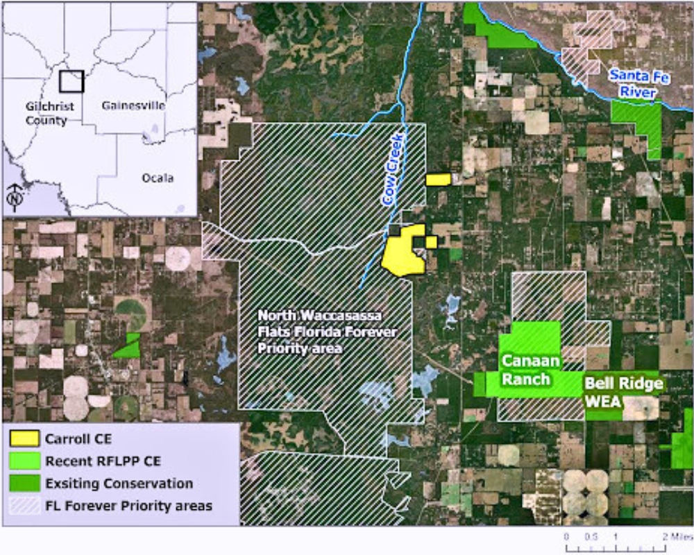 Map of Carroll easement in North Waccasassa Flats area.