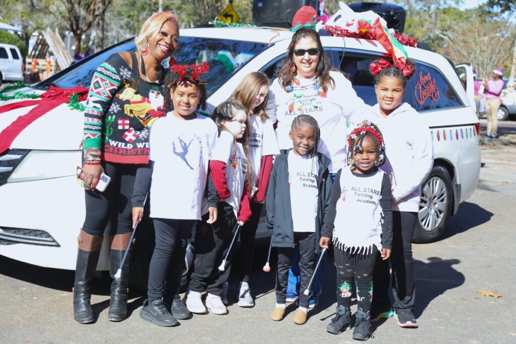 Members of the Allstar Twirling at the 2024 A Very GNV Holiday Parade in Gainesville.