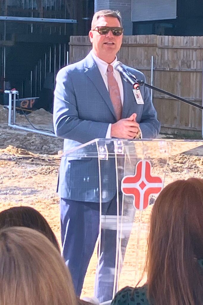 Eric Lawson, HCA North Florida Hospital chief executive officer, speaks at Topping Out ceremony. Photo by Lillian Hamman