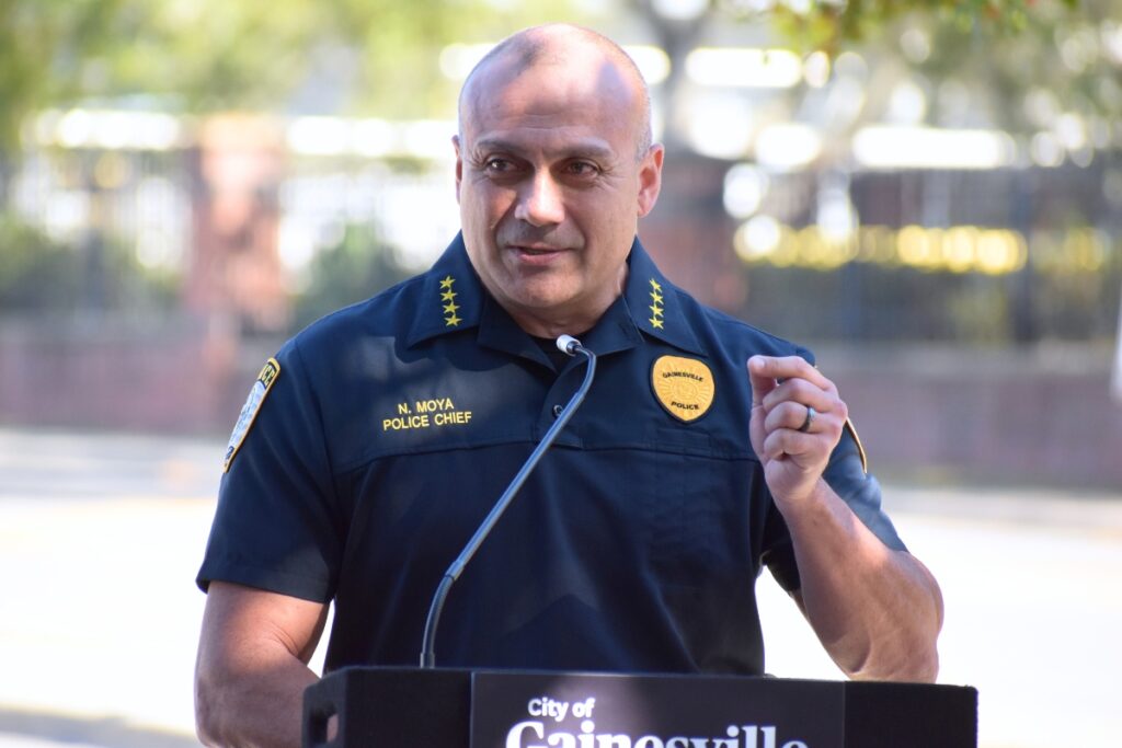 Gainesville Police Chief Nelson Moya speaks at the Rosa Parks Day celebration.