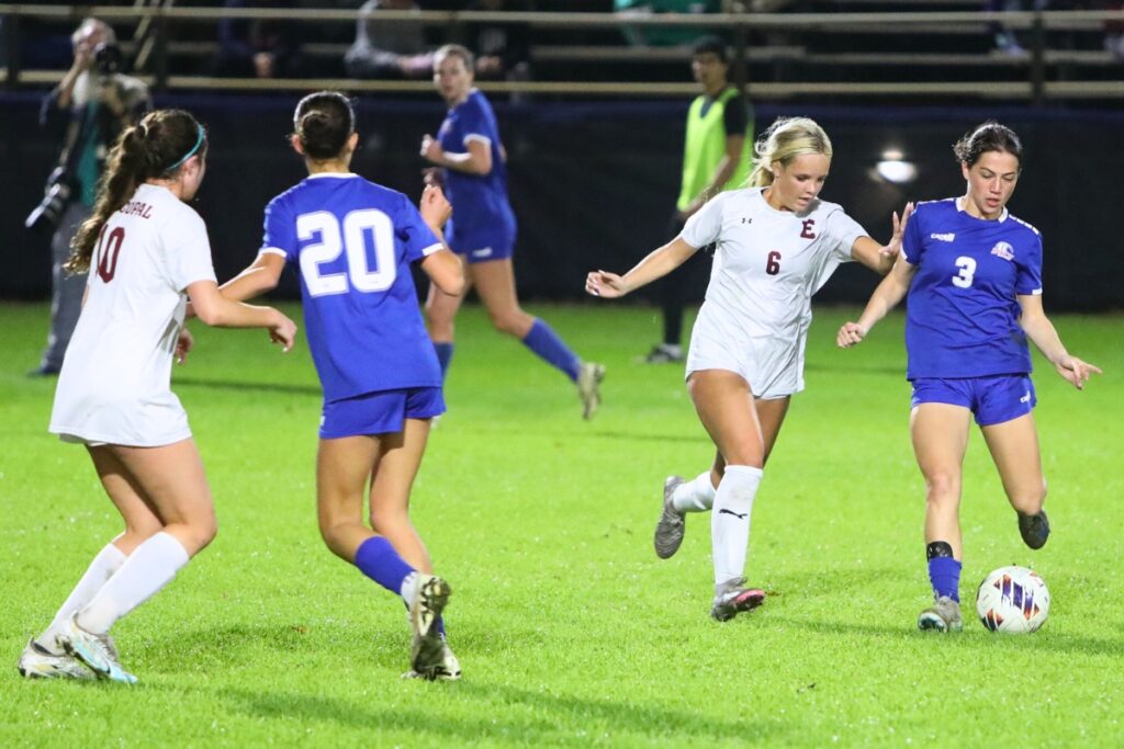 P.K. Yonge's Elliot Pancoast (3) goes after the ball against the Episcopal School of Jacksonville. Photo by C.J. Gish