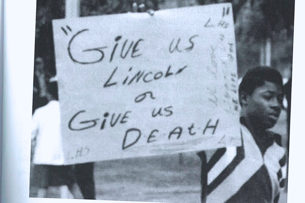 A Lincoln High School student boycotts the school shutdown in 1970. Courtesy of Barbara Andrews