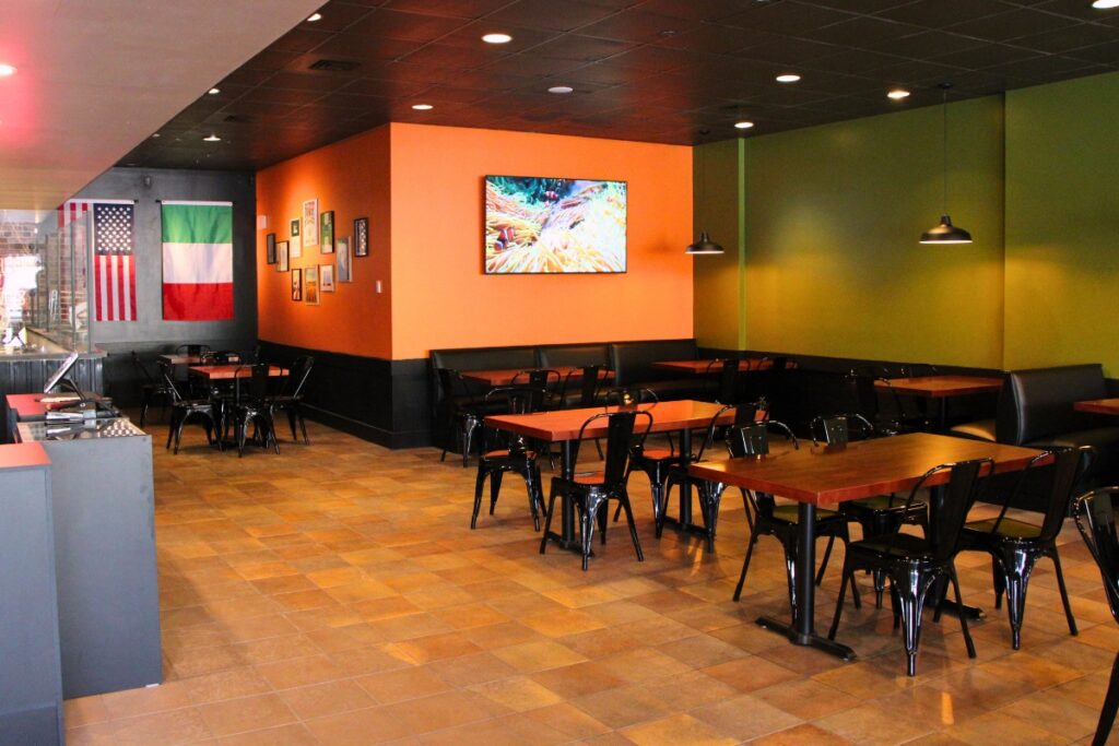 Dining room at Bowie Pizza. Photo by Lillian Hamman