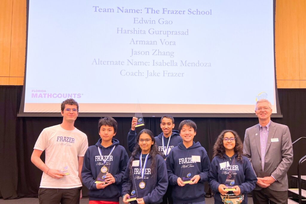 Five middle school students from the Frazer School finished in the top 10 at the MATHCOUNTS state competitions and won the team title. Courtesy of Frazer School