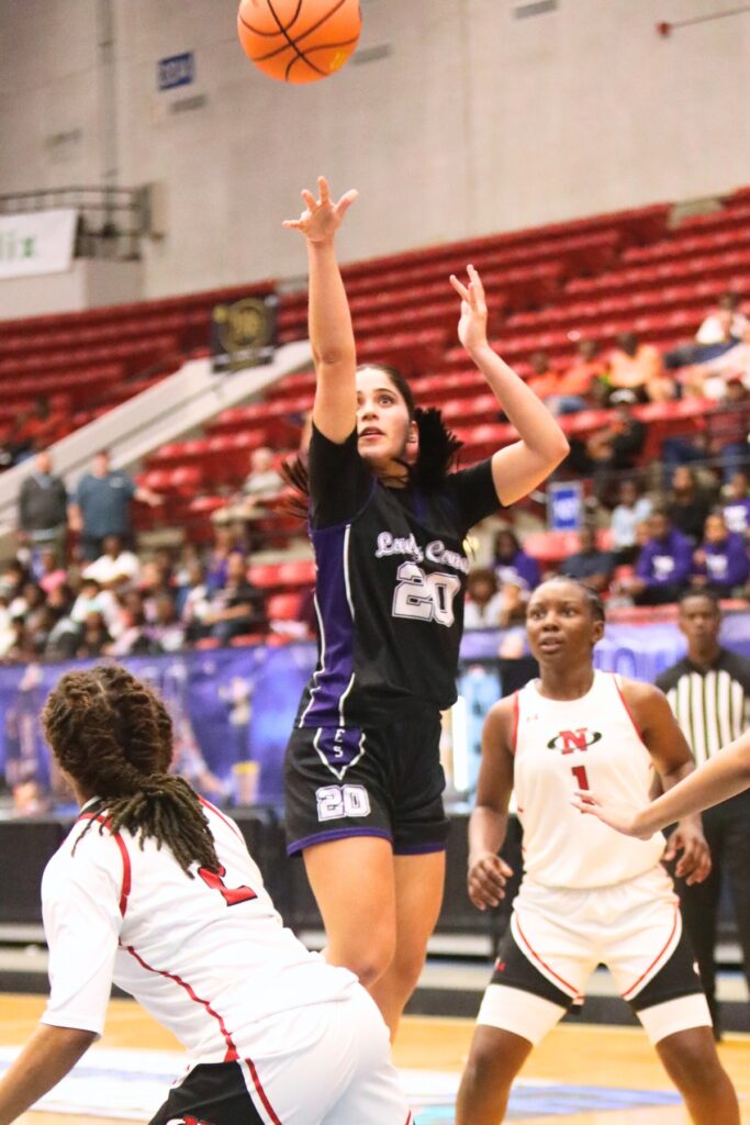 Gainesville's Catalina Giraldo Vergara (20) puts up a shot against Northeast (Oakland Park) in the Class 5A state semifinals. Photo by C.J. Gish