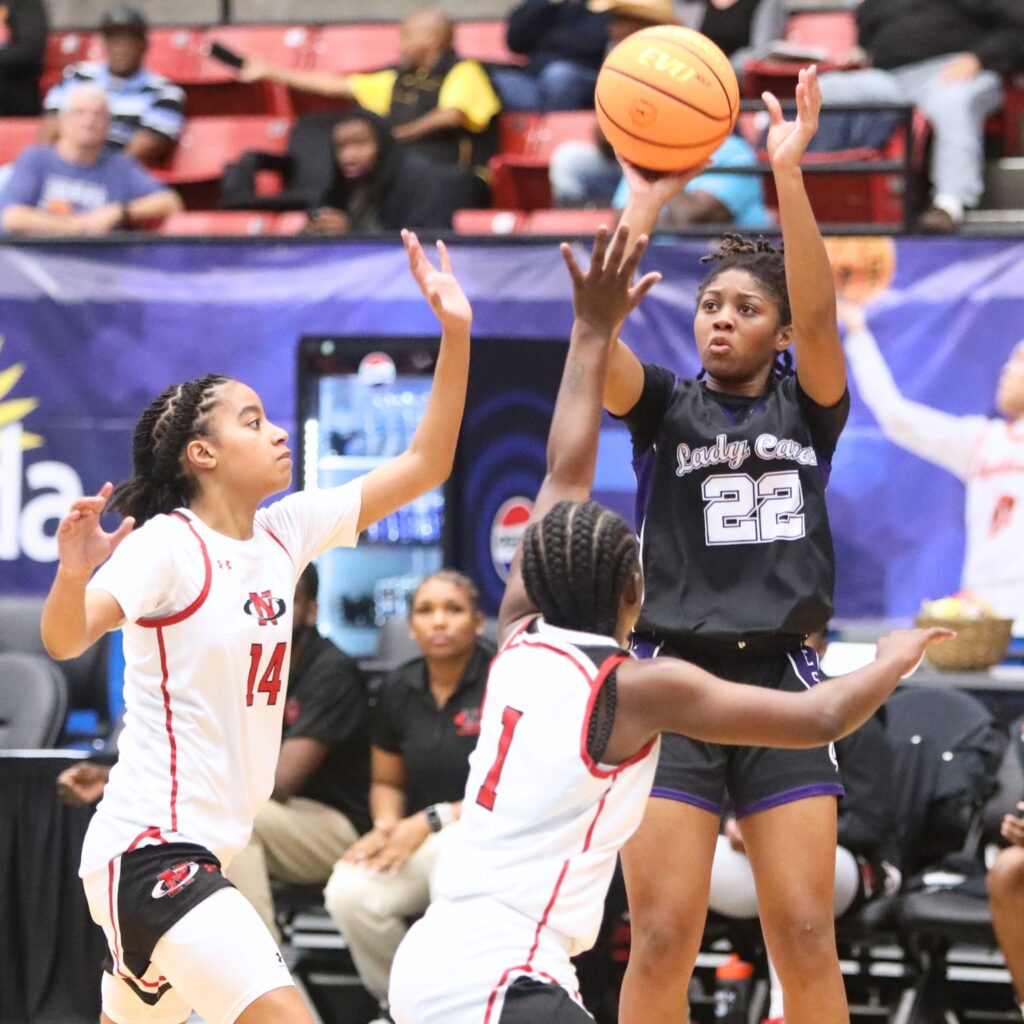 Gainesville's Mayah Gordon (22) puts up a shot against Northeast (Oakland Park) in the Class 5A state semifinals. Photo by C.J. Gish