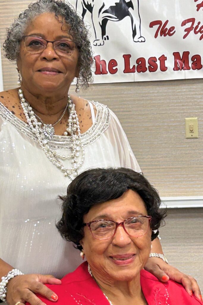 Lincoln High School 1969 graduate Barbara Andrews (left) with former math teacher, Catherine Mickle. Courtesy of Barbara Andrews