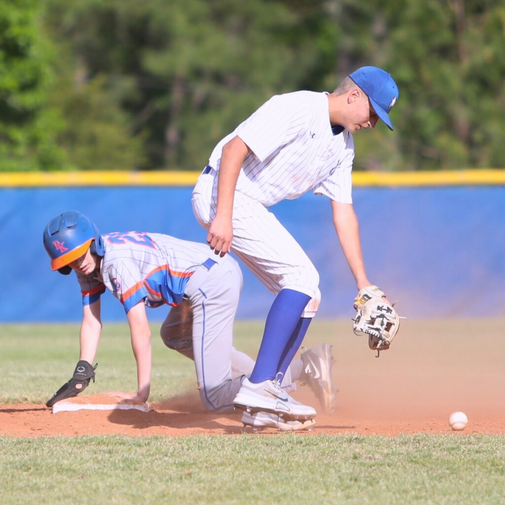 P.K. Yonge's Nico Wheeler steals second base in the fourth inning against St. Francis Catholic. Photo by C.J. Gish